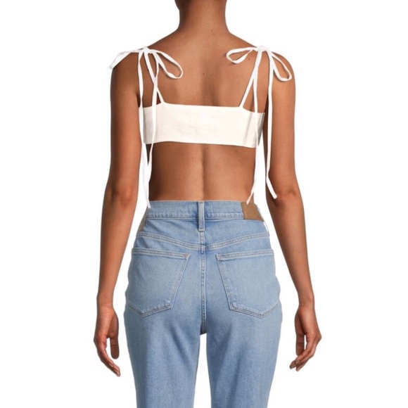 DL1961 Tie-Front Crop Top White L - Picture 2 of 6